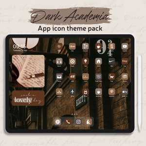 Dark Academia iPad Aesthetic Icons Theme Pack, Classic iPad Desktop Icon Set, Brown & Beige Aesthetic iPad Home Screen, iPadOS Wallpapers