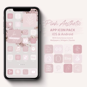 Pink Aesthetic iOS App Icons Pack | Blush Pink Tones Wallpapers | Rose Tones Widgets for iPhone | Pastel Pink iOS & Android Theme for Phones