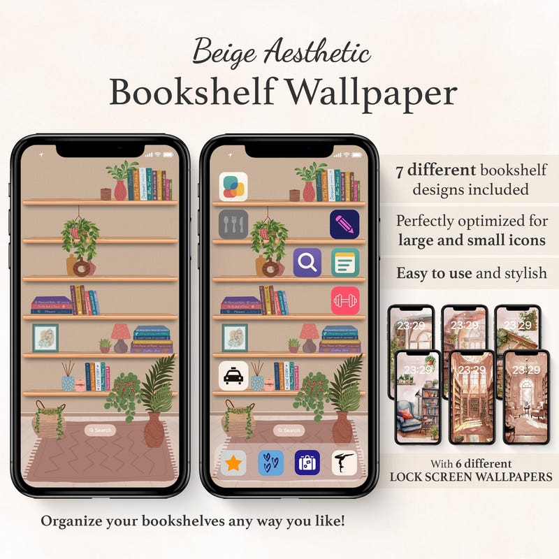 Bookshelf Ios Homescreen - Etsy