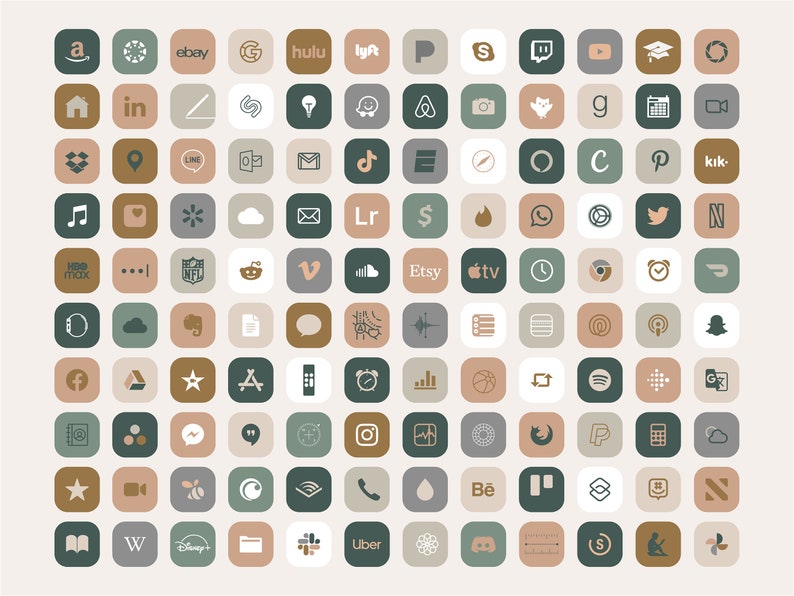 Bohemian Iphone Ios 16 App Icons Theme Pack Cream Beige Etsy