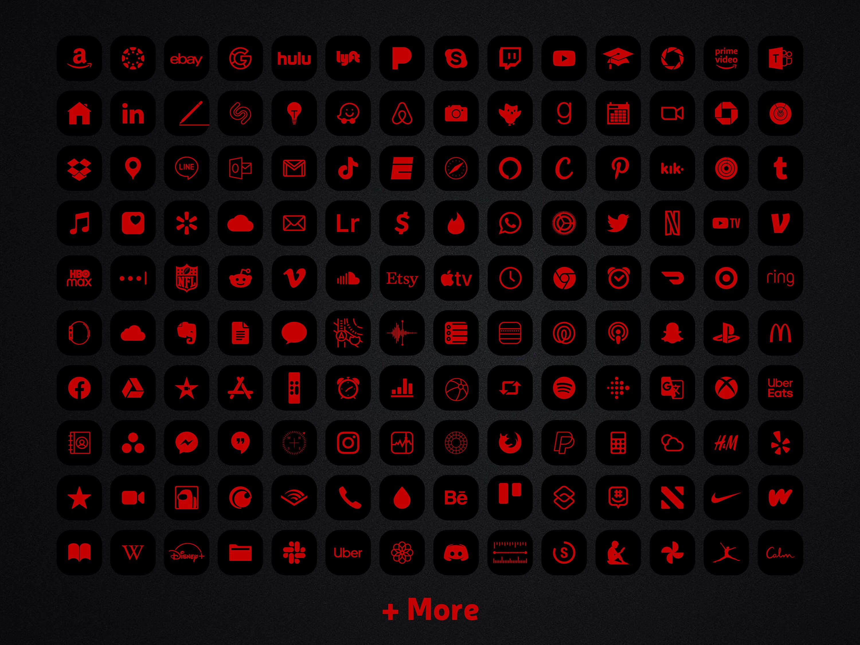 Red and Black App Icons Iphone IOS and 15 Theme - Etsy