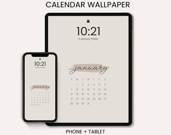 Fondos de pantalla del calendario 2026-2027 / Fondos digitales minimalistas modernos / Pantalla de bloqueo del calendario mensual para teléfono, tableta y escritorio