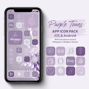 Purple Tones App Icons Theme for Phone, Custom iOS Icons Pack, Purple Aesthetic Wallpapers and Violet Color Widgets, Lilac iPhone Homescreen