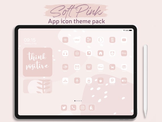 IPad Soft Pink App Icons Theme Pack Ipados 15 Pink & White Color ...
