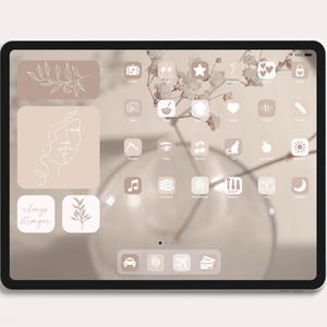 Minimalist Beige App Icons, Neutral Boho Homescreen Theme