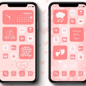 Cute Kawaii Phone App Icon Pack | Soft Love Theme iPhone App icons | Blush Pink and Pastel Peach Home Screen | Sweet Wallpapers & Widgets