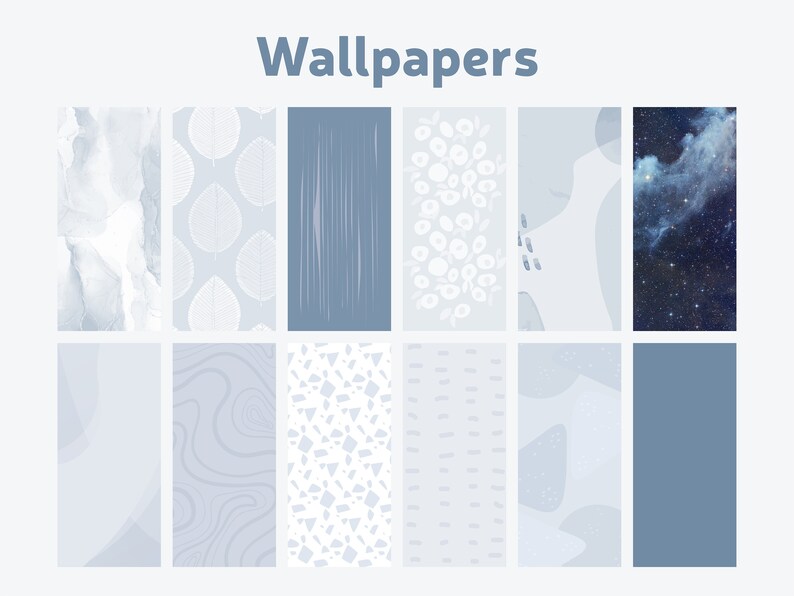 Iphone IOS 14 App Icons Pack Minimal Blue Icon Bundle Etsy