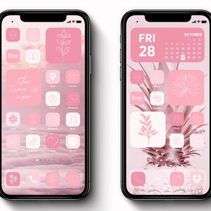 Pink Blush iPhone & iPad App Icon Bundle, Cherry Pink Aesthetic ...