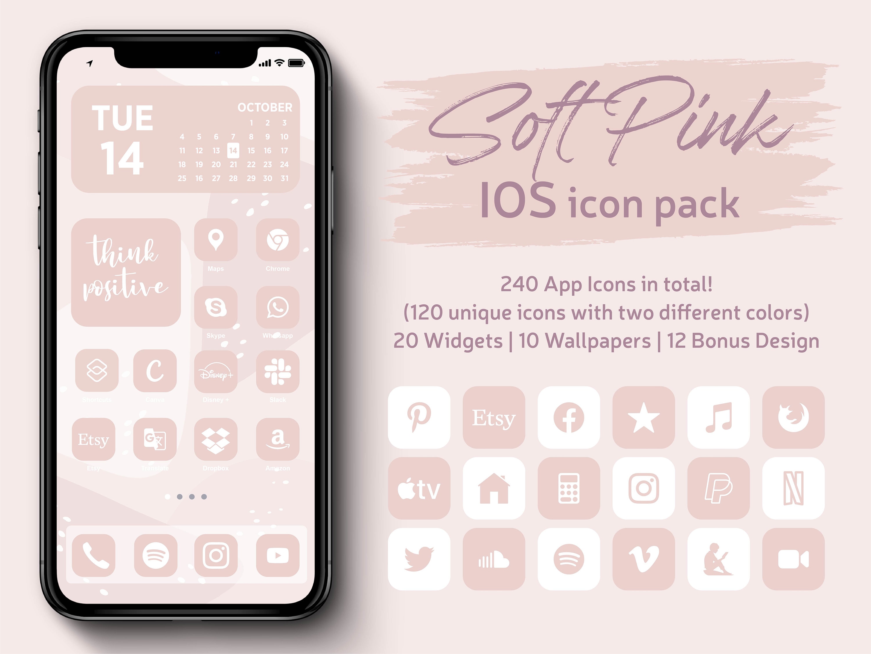 Iphone Ios App Icons Theme Pack 240 Soft Pink Icons Bundle Etsy Singapore