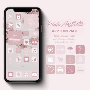 Pink Aesthetic App Icons Paket; Blush Töne Wallpapers, Rose Color Widgets, niedliches minimalistisches Pastell Theme für Handys