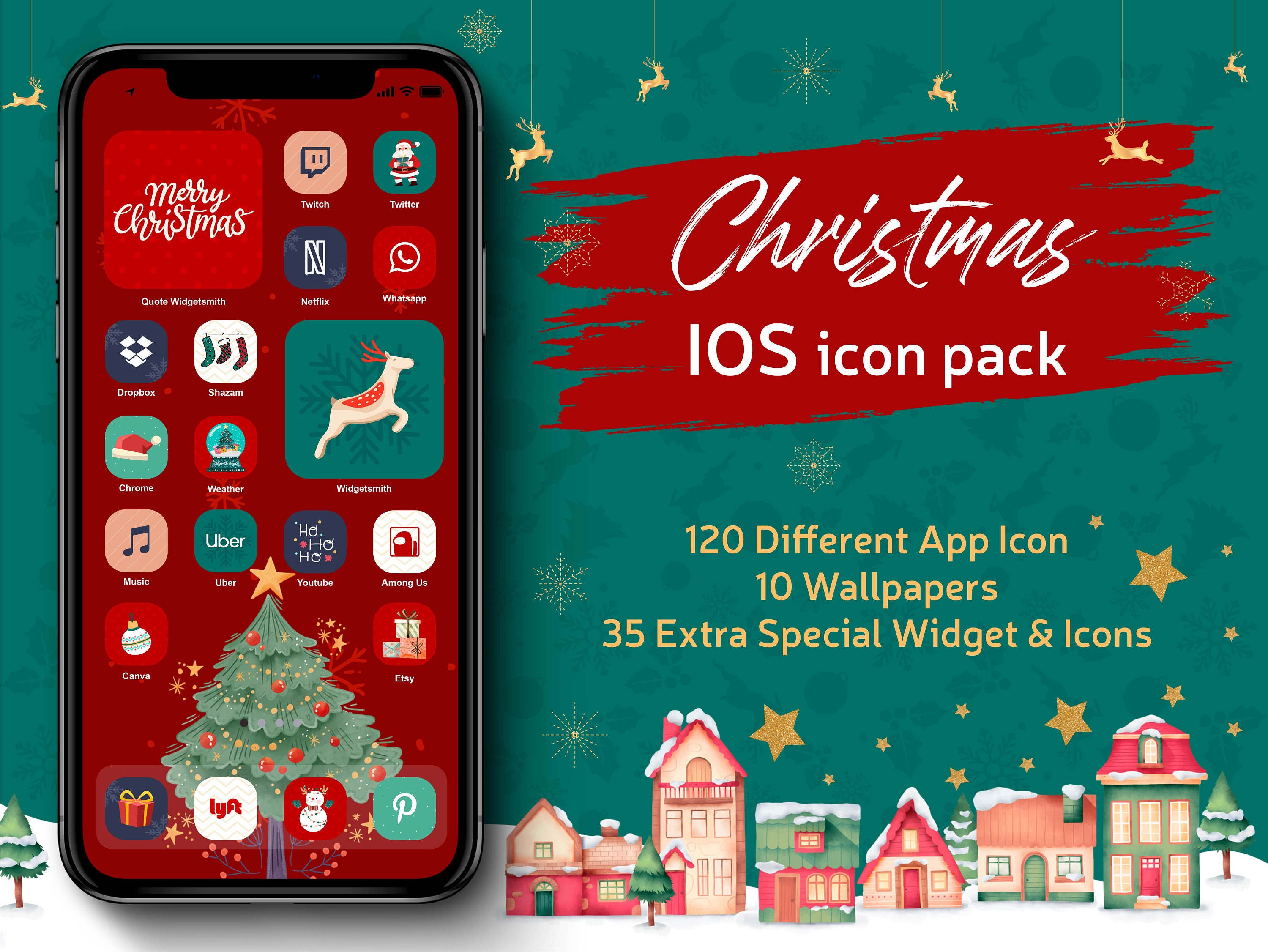 Christmas iPhone App Icons Set Ios 16 App Icons Theme Pack - Etsy