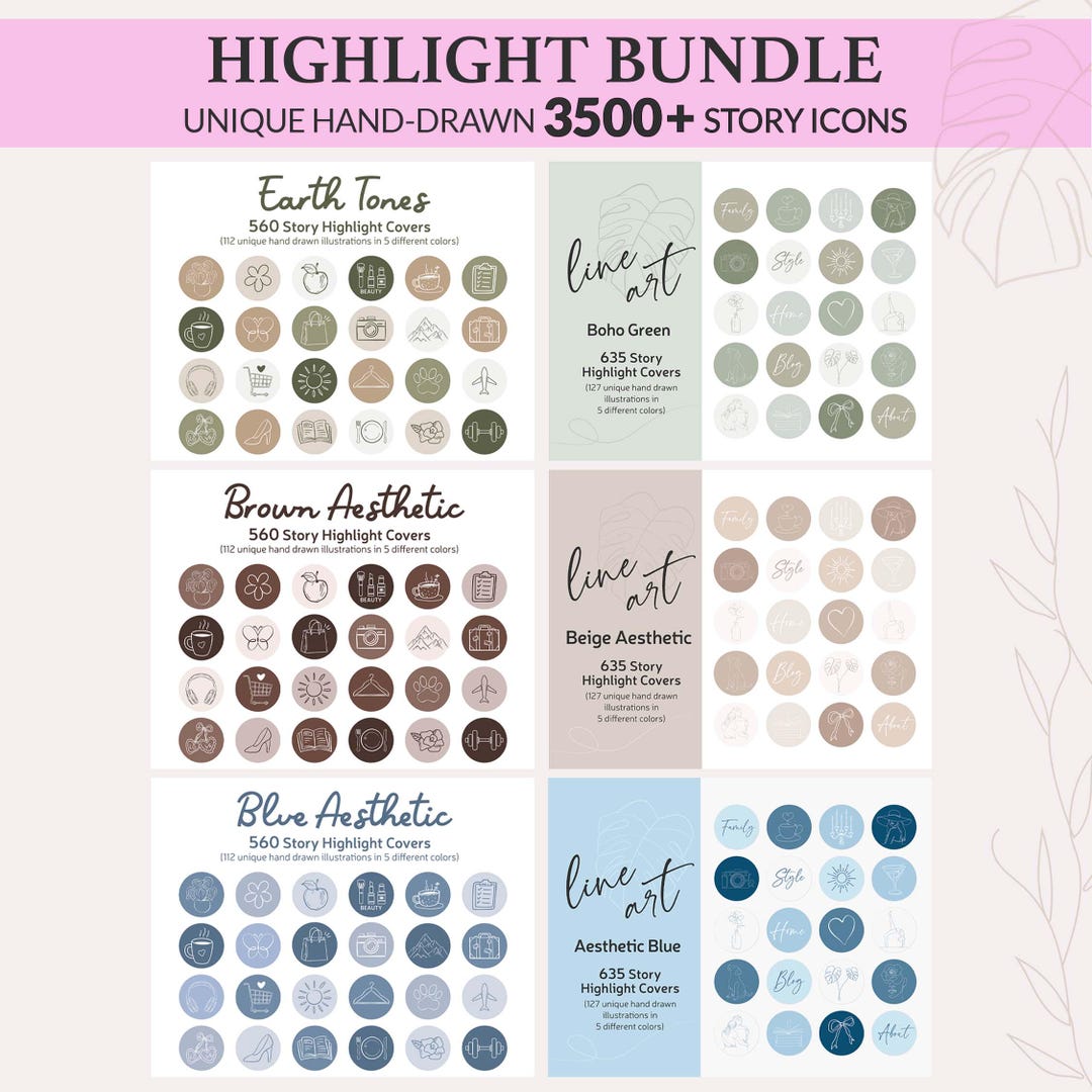 3500+ Highlight Covers Bundle, Hand Drawn Story Icons, Boho Line Art ...