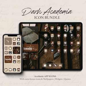 Bundel Dark Academia Icons voor telefoon en tablet, startscherm humeurig thema
