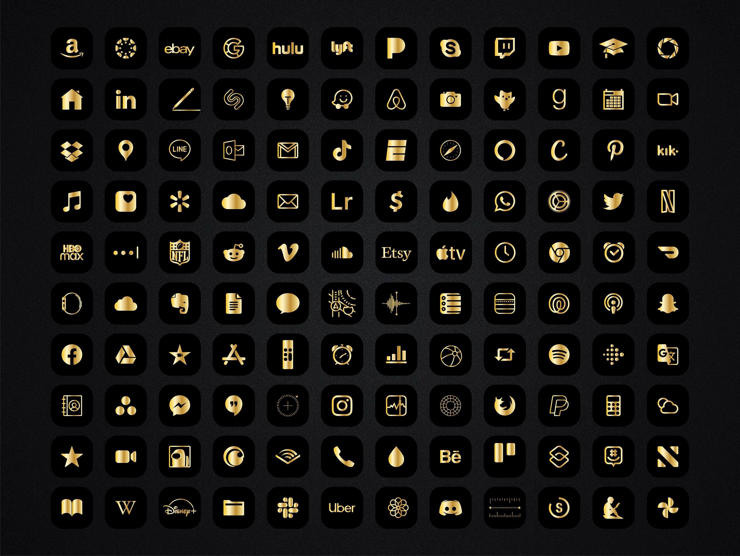 Luxury Gold Black Icon Pack for Iphone IOS 16 Ios 15 Black - Etsy Canada