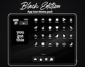 Black App Icon Pack, Aesthetic Dark Widgets and Wallpapers for Tablet Homescreen