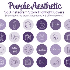 Purple Aesthetic Instagram Highlight Set Lilac Lifestyle - Etsy