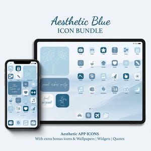 Blue App Icon Bundle for Phone and Tablet | Aesthetic Wallpapers and Widgets for Home Screen