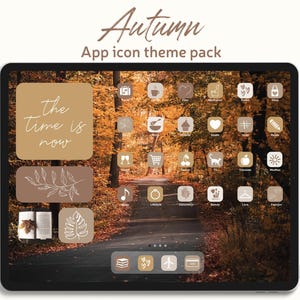 Cozy Fall App Icons, Autumn Homescreen Theme with Beige Wallpapers, Brown Icons and Widgets