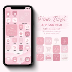 Pakiet ikon aplikacji Blush Phone | Estetyczny ekran główny | Widżety i tapety w odcieniach różu