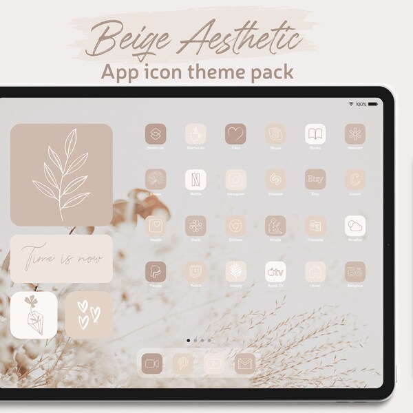 covers app on iphone iPad Beige Aesthetic App Icon Pack, Minimal iPad Home Screen Wallpaper and Widgets with Nude Tones, With thin and filled iPadOS Icon Options