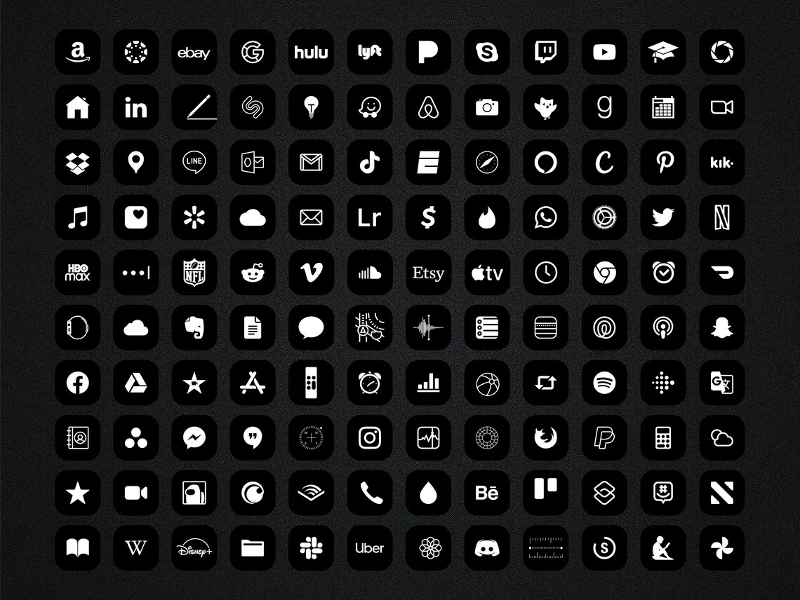 Black Edition App Icons Pack for Iphone Ios 15 Minimal Black | Etsy
