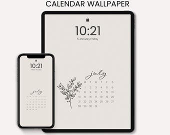 2024 & 2025 Digital Calendar Wallpapers | Minimal Modern iPad Wallpaper with Boho Flowers | Monthly iPhone and Android Desktop Calendars