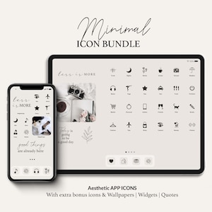 Telefon und Tablet App Icon Pack Minimales ästhetisches Thema | Neutral Wallpapers And Widgets | Stromlinienförmiger, schicker Startbildschirm für mehr Produktivität