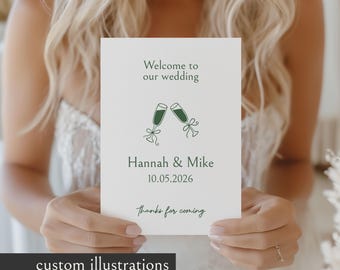 Custom Wedding One Icon Illustration, Hand Drawn Line Art, Personalized Timeline Icons, Signature Cocktail SVG (Digital Download)