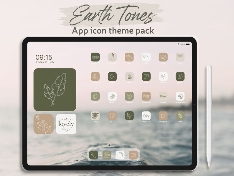 IPad Aesthetic iOS 14 App icons Earth Tones Green App Icon Etsy