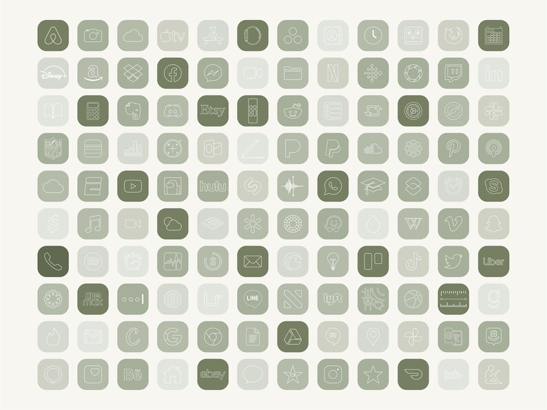 IPhone iOS 14 App icons 120 Minimal Green Icon Bundle IPhone iOS 14 App icons 120 Minimal Green Icon Bundle