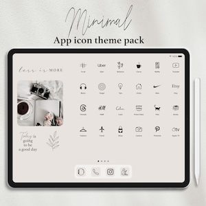 Minimal iPad Theme App Icon Set | Simple and Stylish iPad Homescreen | Modern Soft iPad Desktop Icons | Cream Beige iPad Wallpapers, Widgets