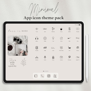 Minimalistisches iPad Theme App Icon Set | Einfacher und stilvoller iPad Home Screen | Modernes Soft iPad Desktop Icons | Creme-Beige iPad Wallpapers, Widgets