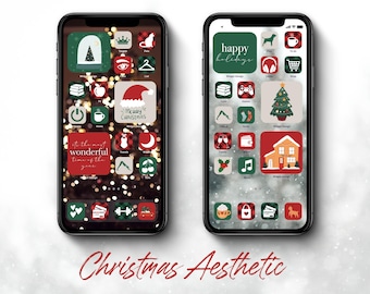 Tema icona app di Natale, sfondo festivo (download digitale)