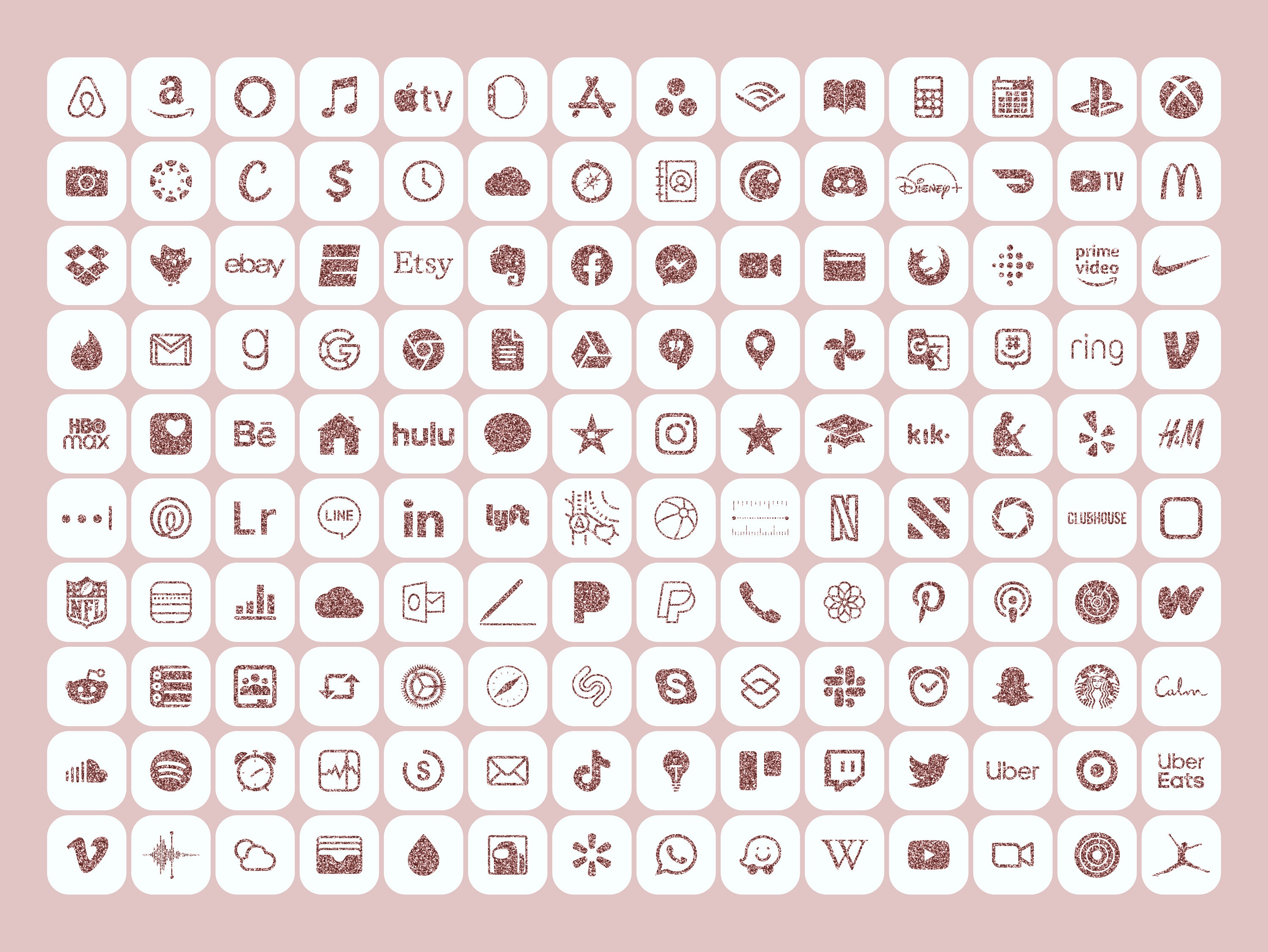 Rose Glitter Iphone Ios App Icons Theme Pack Glitter - Etsy