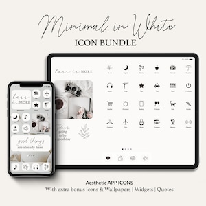 Minimalist App Icon Bundle | Black on White Widgets, Wallpapers (Digital Download)