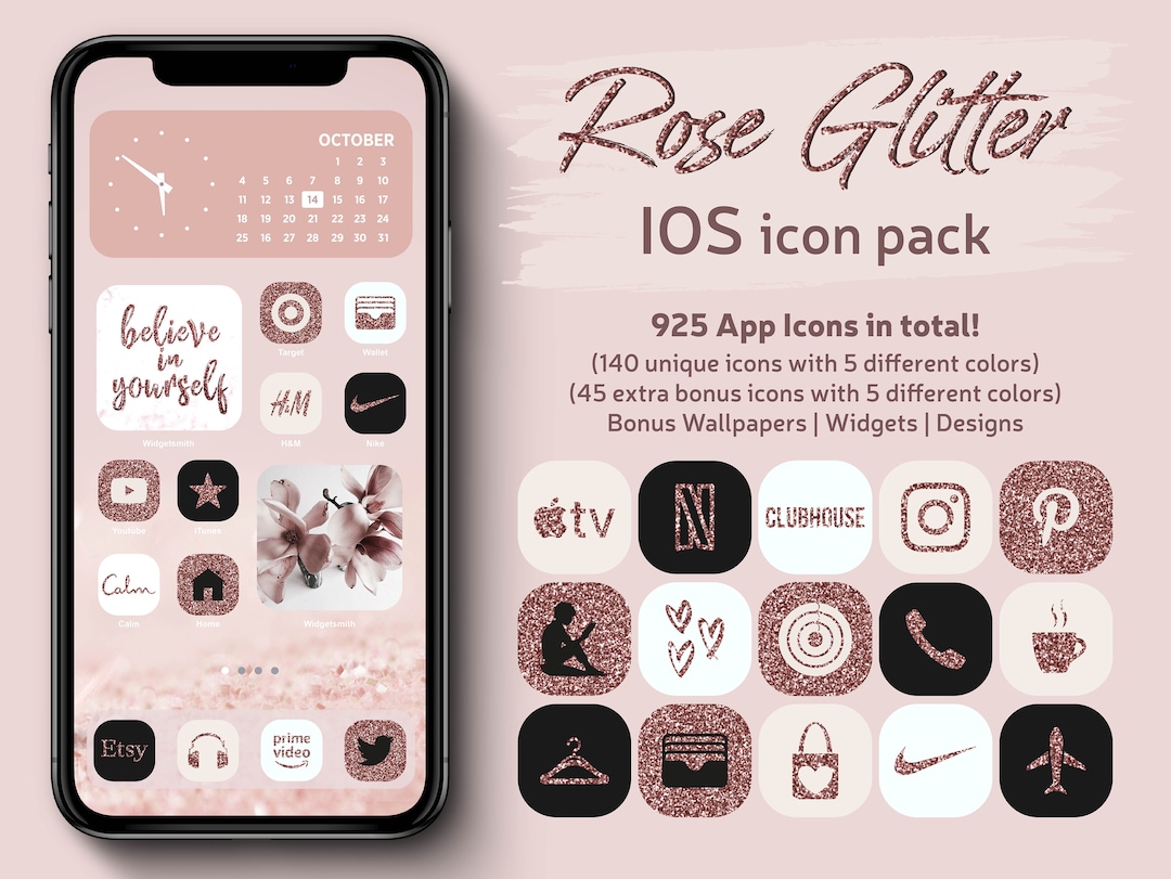 Rose Glitter iPhone Ios App Icons Theme Pack Glitter 