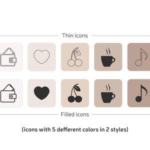 Neutral Beige App Icon Pack | Aesthetic Phone Wallpapers | Filled and Thin Line Icon Cover | Beige Tones Widgets image 2