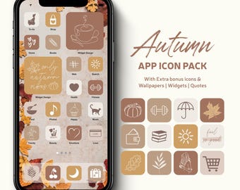 Herbst-Thema App-Cover, gemütliche saisonale Hintergrundbilder Widgets, Autumn Vibes Phone Icon Pack