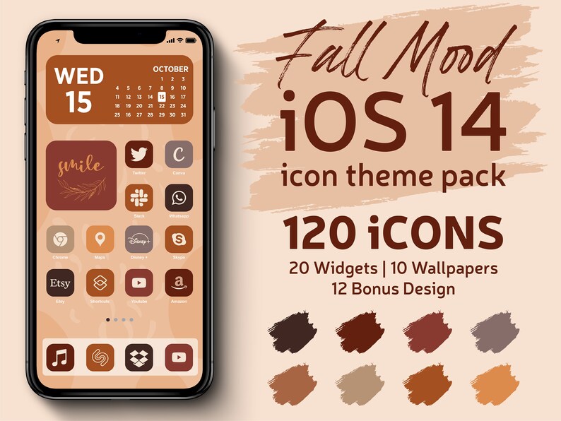 IPhone iOS 14 App icons Theme Pack 120 Fall Mood App Icons