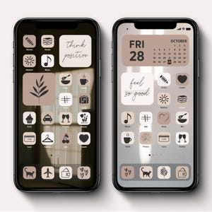 Neutral Beige App Icon Pack | Aesthetic Phone Wallpapers | Filled and Thin Line Icon Cover | Beige Tones Widgets image 3