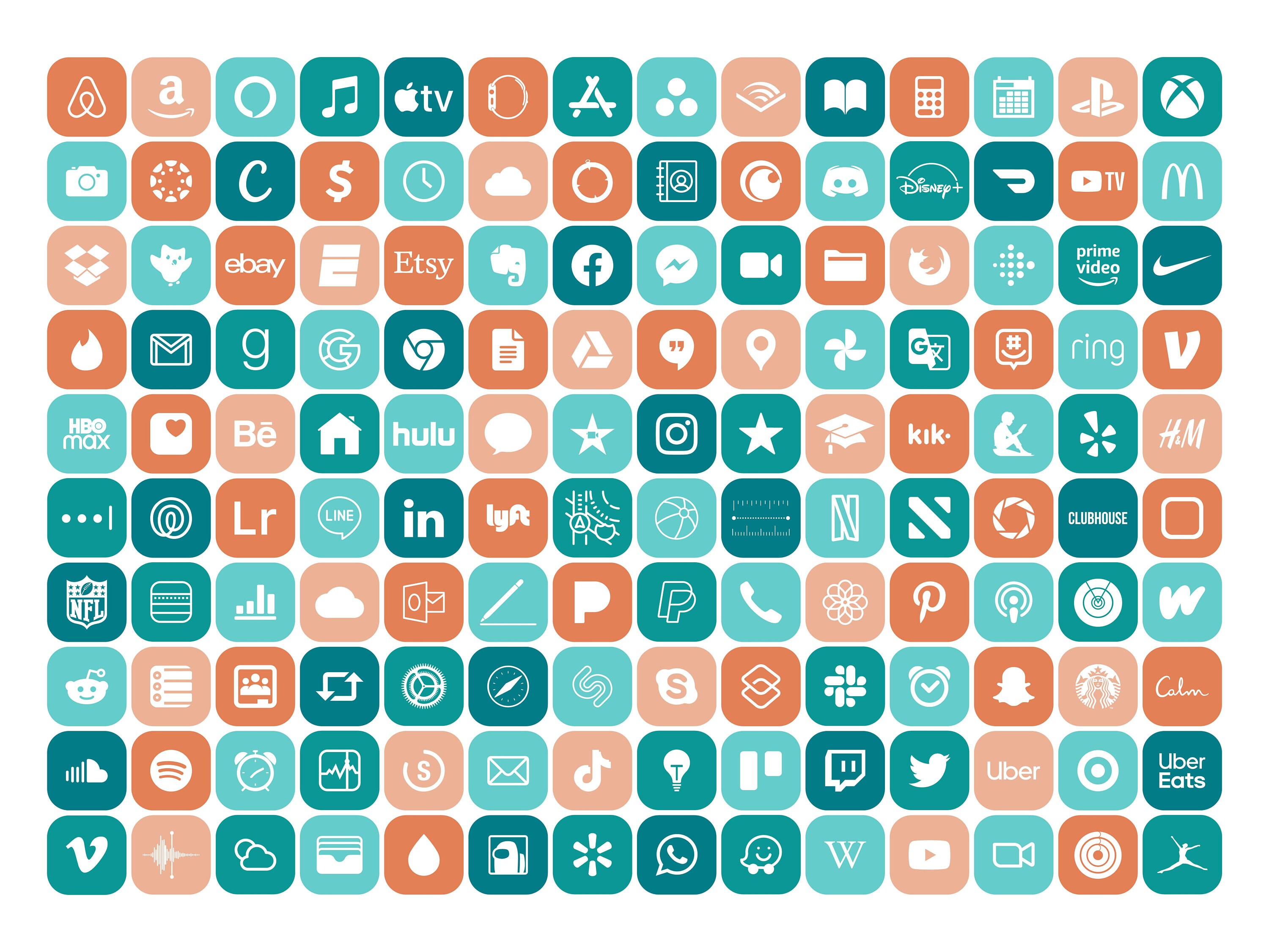 Summer Vibes Theme Ios 15 App Icon Pack Orange Teal Iphone Etsy Ireland