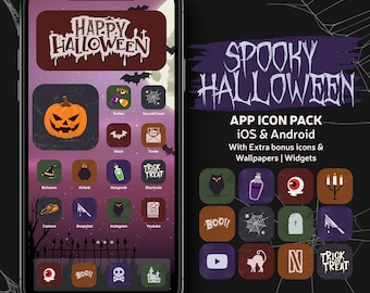 Halloween Theme für den iPhone Home Screen, Spooky Halloween App Icon Paket, Spooky Saison App Icons, Herbst App Icons & Widgets für iOS und Android