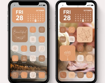 Gemütliche Herbst ästhetik App Icons für iOS & Android, Minimal Herbst Theme mit Widgets und Wallpapers für iPhone Home Screen