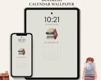 Achtergronden digitale kalender 2026 2027 | Minimale schoolse achtergronden | Maandelijkse handgetekende bureaubladkalender voor telefoon en tablet