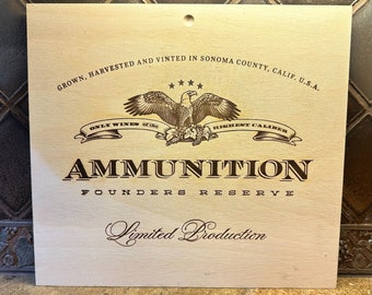 Ammunition Wine Box Top Americana Eagle Napa Valley Lid Harley WOODEN WINE WALL