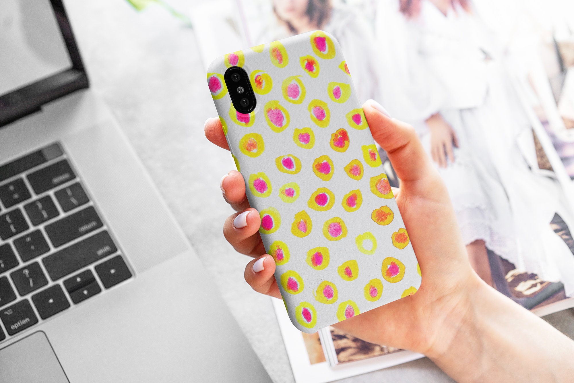 Yellow Dots Spots iPhone 12 Pro Case Watercolour Pattern | Etsy