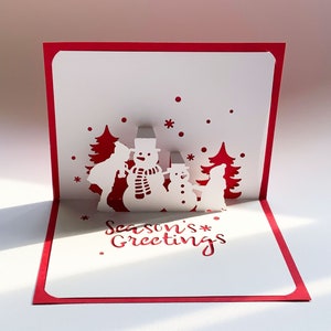 Digitale Vorlage Pop-up Weihnachtskarte, Weihnachten Feiertag Freude, Schneemann, SVG, DIY, sofort Download