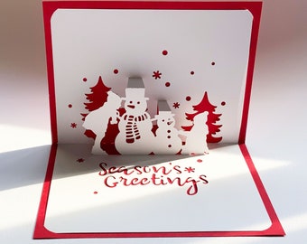 Digital template Pop-up Christmas card, Christmas Holiday Joy, Snowman, SVG, DIY, instant download