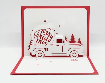 Digital template Pop-up Christmas card, Christmas truck delivery, SVG, DIY, instant download