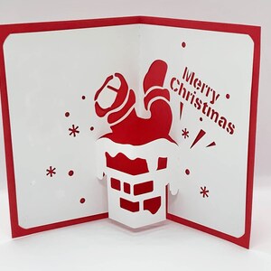 Modèle numérique Carte de Noël Pop-up, Santas in Chimney, SVG, DIY, téléchargement immédiat image 4